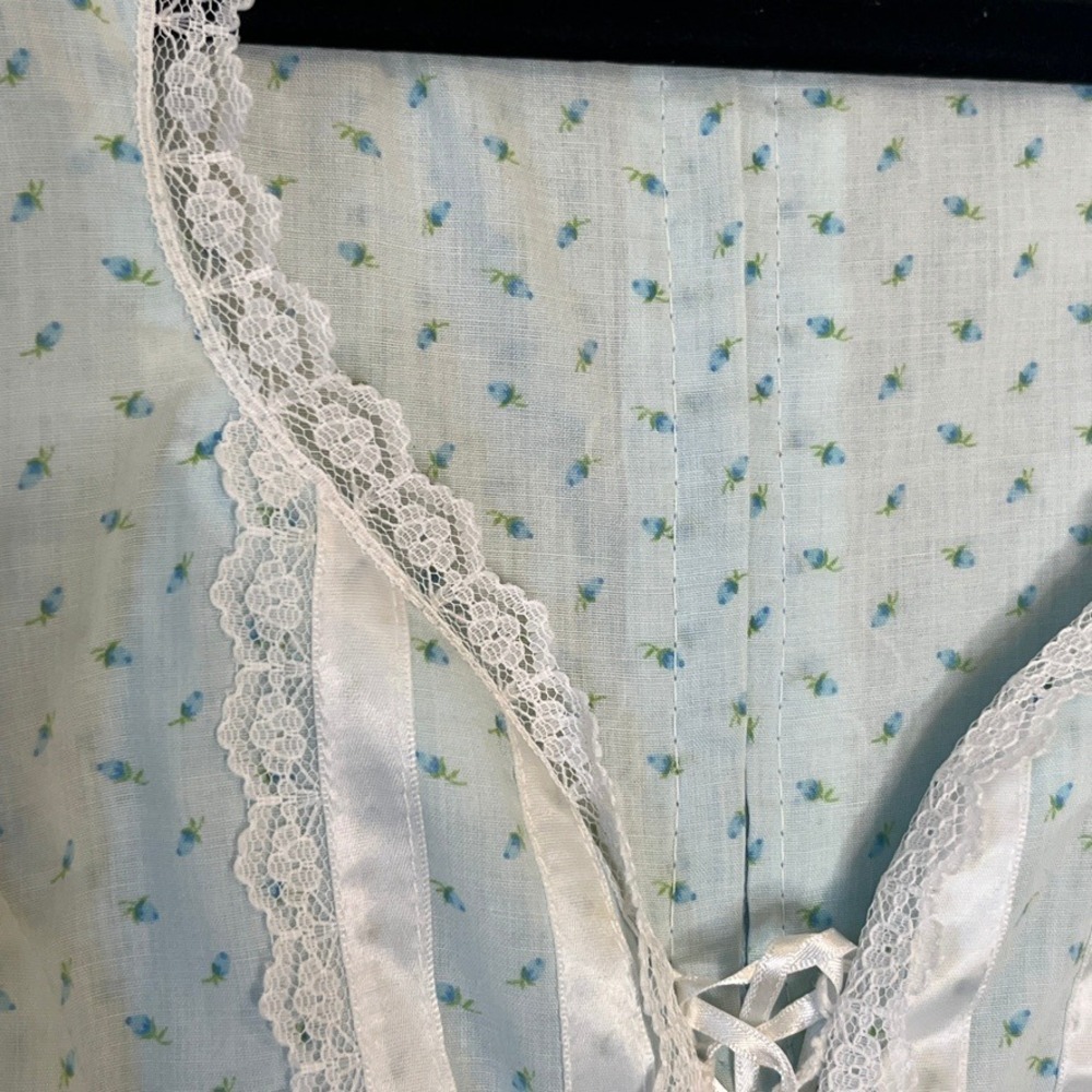 VTG Prairie Dress Small Lace up Corset Floral Midi 70s Gunne Sax Style Handmade - Picture 13 of 16